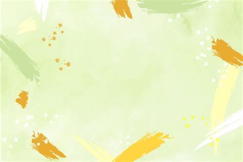 Green Watercolor Background With Pastel Orange And Yellow Abstract