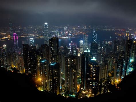 Download Wallpaper 1152x864 Night City City Buildings Lights Aerial