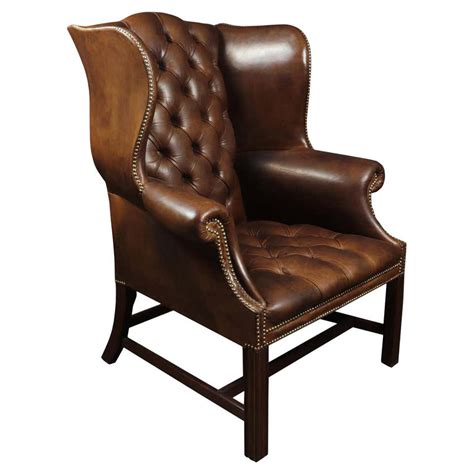 Georgian Style Wing Chair In Leather At 1stdibs