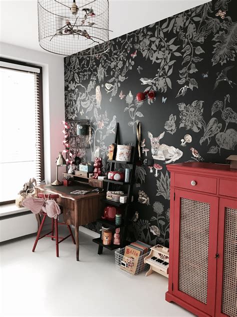 Vintage Red Wallpaper Nathalie Lete Kids Room Dorm Design Simple