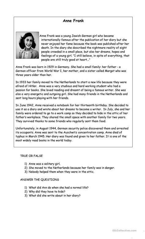 Diary Of Anne Frank Act 1 Worksheets