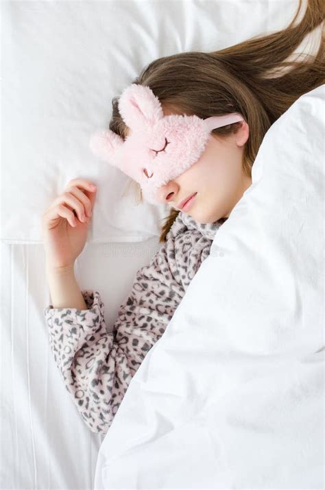 Beautiful Young Woman In Cute Sleep Mask Stock Image Image Of Night Back 196791303