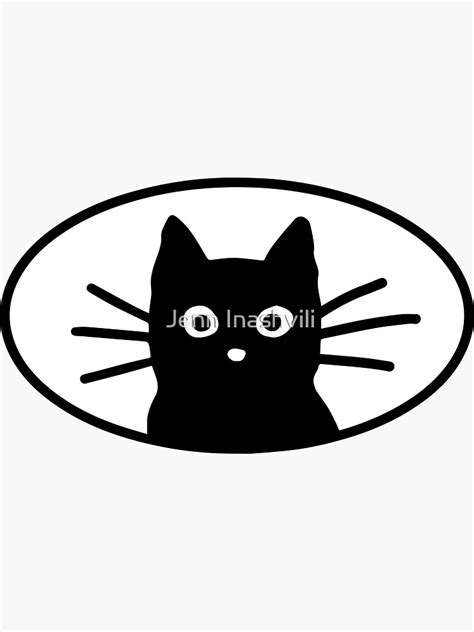 Black Cat Face Sticker For Sale By Shortcoffee Redbubble