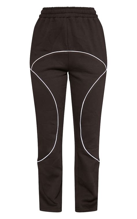 Black Piping Detail Straight Leg Joggers Prettylittlething