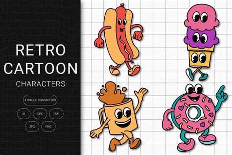 Retro Mascot Cartoon Collection Education Illustrations Creative Market