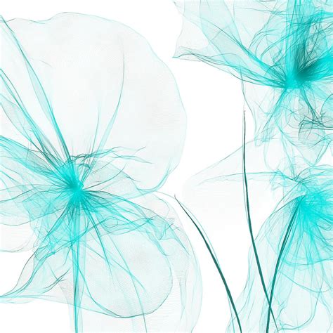 Teal Abstract Flowers By Lourry Legarde Royalty Free And