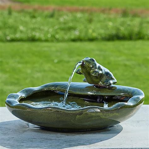 Smart Solar Glazed Green Ceramic Solar Frog Fountain 22300r01 The