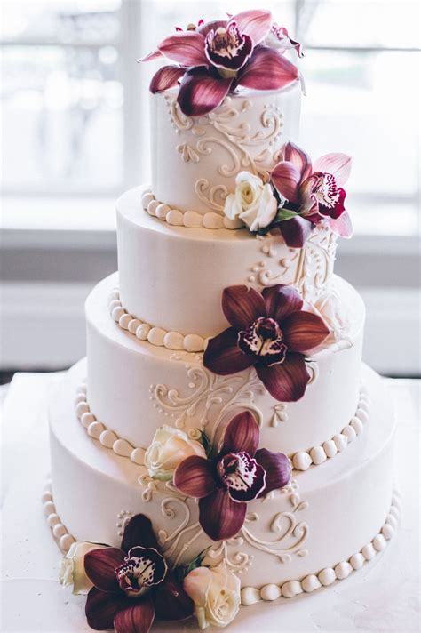 My Beautiful Ivory Wedding Cake With Brown Orchids