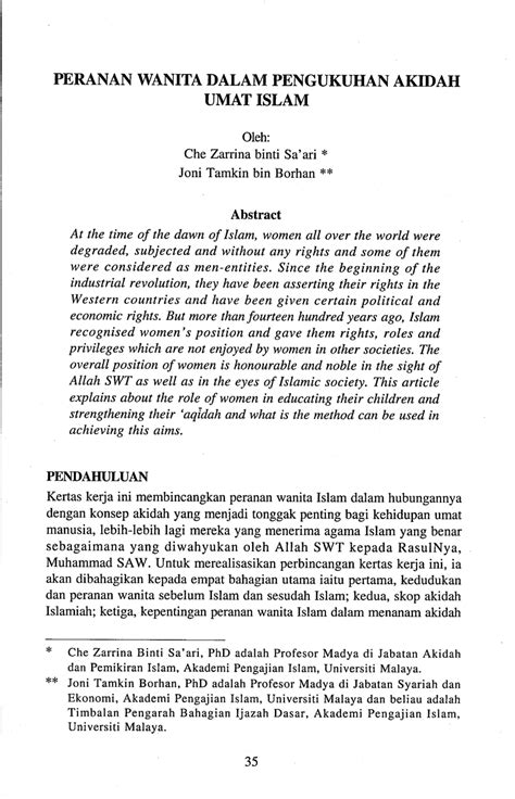 Dalam penyebaran islam, mereka menggunakan berbagai cara, yakni kebudayaan, kesenian dan bahkan mereka melakukan perkawinan dengan wanita pribumi dan memiliki keturunan. (PDF) Peranan Wanita Dalam Pengukuhan Akidah Umat Islam