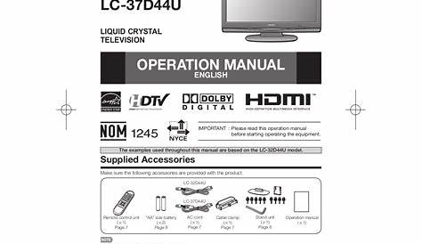 Download free pdf for Sharp AQUOS LC-37D44U TV manual