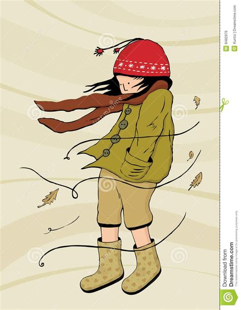 Windy Walking In Windy Weather Stock Vector Illustration Of Girl