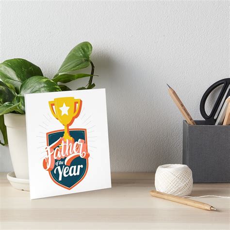 Father Of The Year Trophy Award For Fathers Day Art Board Print For