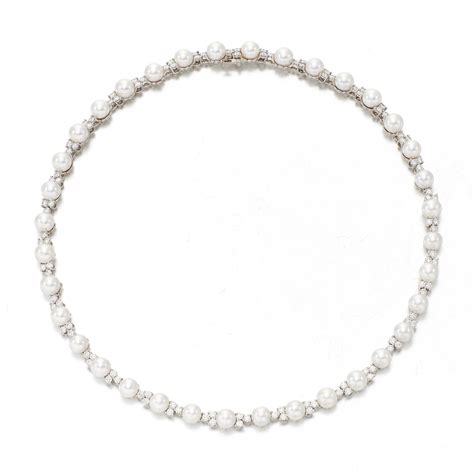 Tiffany And Co Cultured Pearl And Diamond Necklace Collana Con Perle