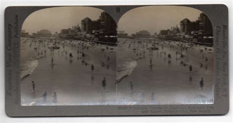 Atlantic City New Jersey Beach Scene Boardwalk Antique Stereoview