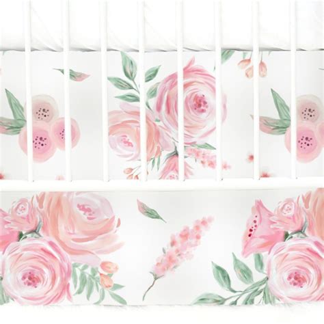 Blush Rose Baby Bedding | Floral crib bedding, Peach bedding, Baby girl crib bedding