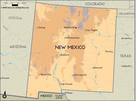 Geographical Map Of New Mexico And New Mexico Geographical Maps