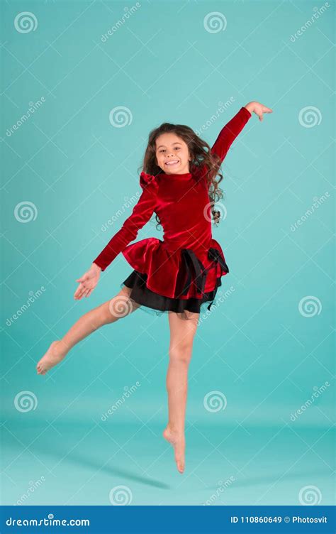 Child Dance In Red Dress Barefoot Stock Image Image Of Girl Child
