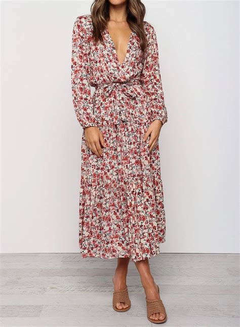 Long Sleeves Tiered Floral Dress Chicspop In 2020 Midi Ruffle Dress Chiffon Dress Long