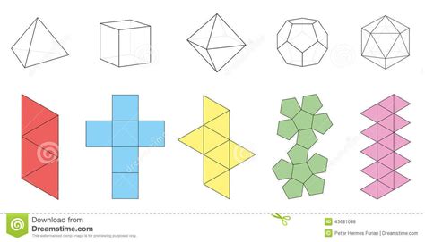 Platonic Solids Figures Nets Modelos De Papel Sólidos Geométricos