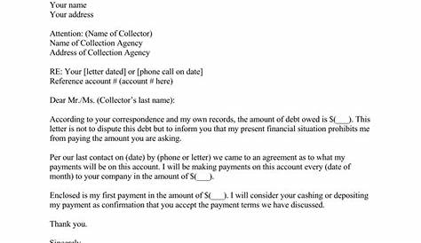 sample settlement letter to creditor