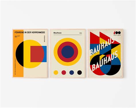 Wall Art Bauhaus Prints Minimalist Art Bauhaus Poster Set Of Etsy