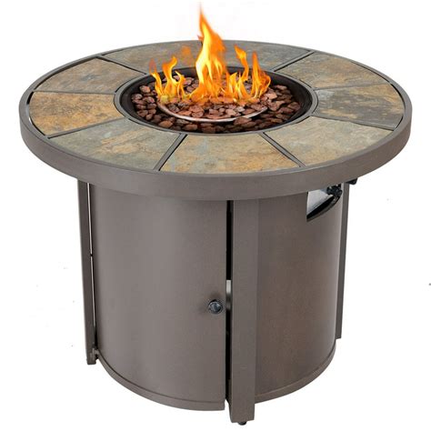 Costway 32 Round Outdoor Propane Gas Fire Pit Table 30000 Btus Patio