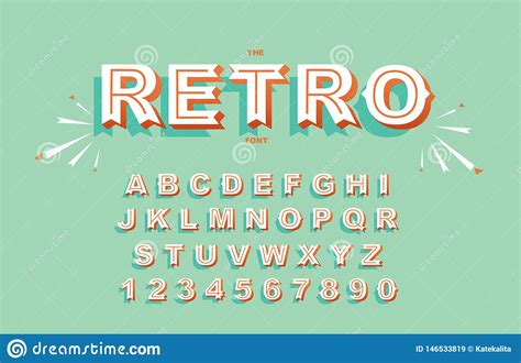 Vector Of Modern Bold Font And Vintage Alphabet Vector 80 S 90 S Stock