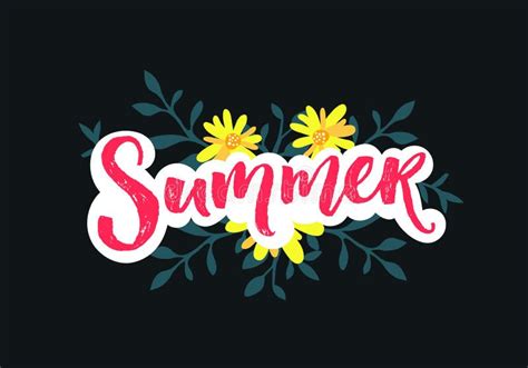 Summer Word Brush Calligraphy On Floral Background Social Media Banner
