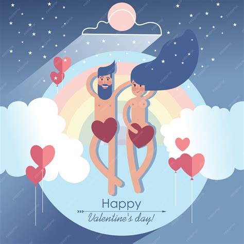 Premium Vector Cute Couple Naked Lovers Covered Up With Only