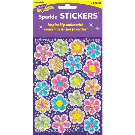 Flower Power Sparkle Stickers Large 40 Ct