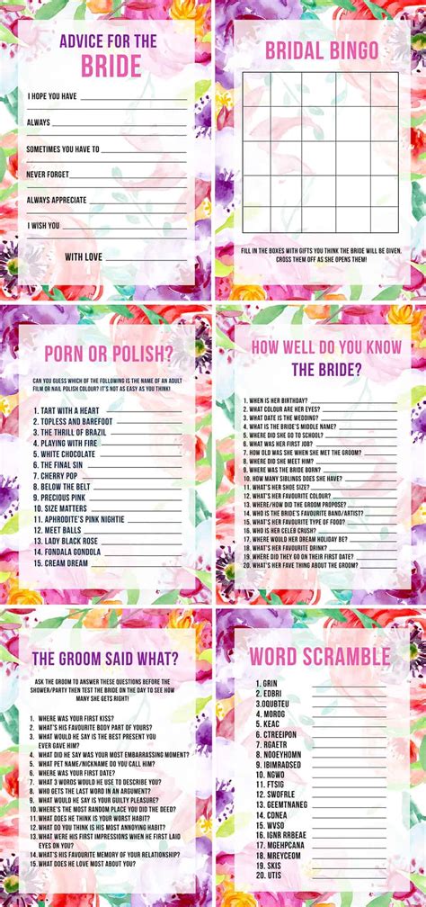 12 Bachelorette Games Hen Party And Bridal Shower Games Printable