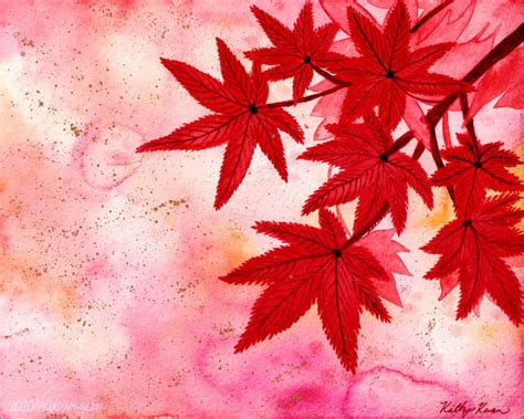 Japan Red Maple Leaf Watercolor Painting Poster Print