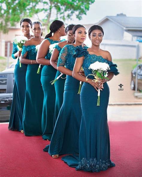 South African Teal Long Bridesmaid Dress Mermaid Embroidery Lace