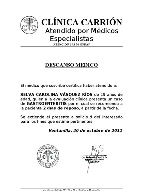 Certificado Medico Formato Wood Scribd Mexico
