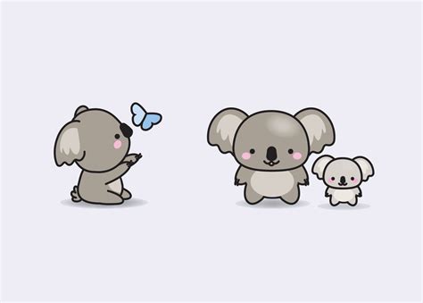 Premium Vector Clipart Kawaii Koala Cute Koalas Clipart Set High