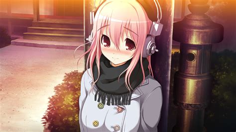 Blush Game Cg Headphones Koi De Wa Naku Nitroplus Pink Hair Scarf Sonico Super Sonico Tsuji