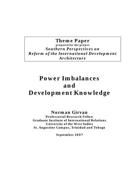 Power Imbalances And Development Knowledge Pdf Document