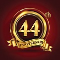 Ilustración de Logo Aniversario De 44 Años Con Anillo De Oro Y Cinta De ...