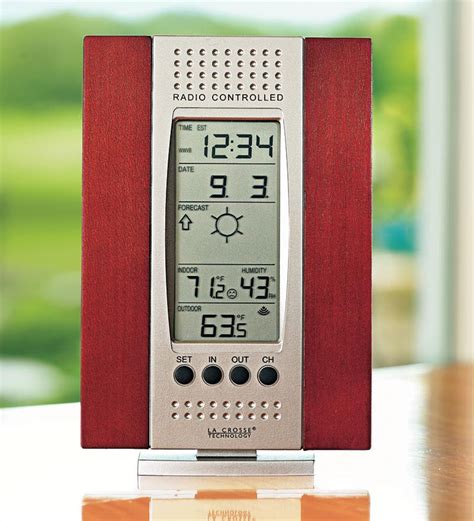 Wireless Weather Forecast Station With Cherry Finish Wood Frame Free