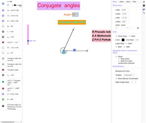 Conjugate Angles Geogebra