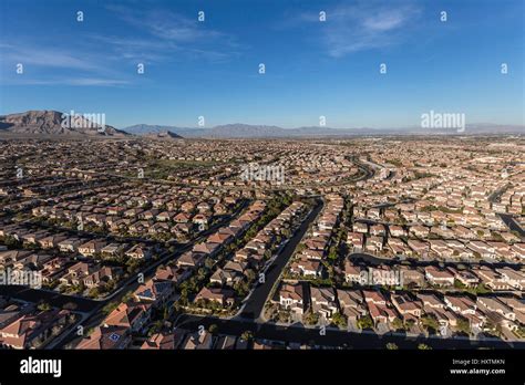 Aerial View Of The Suburban Summerlin Neighborhood In Las Vegas Nevada