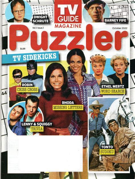 Tv Guide Magazine Puzzler October 2022 Tv Sidekicks Valerie Harper Burt