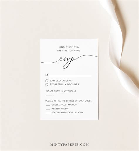 Rsvp Card Template Printable Wedding Response Card 100 Etsy
