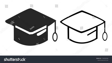 Graduation Cap Icons Four Different Versions Stock Vector Royalty Free