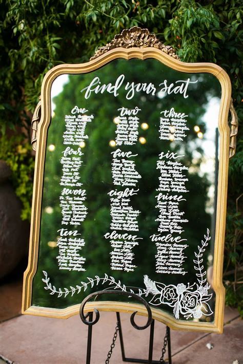 Mirror Seating Chart Table Seating Chart Wedding Table Seating