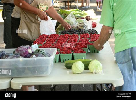 Produce Stand At Farmers Market Stock Photo Alamy