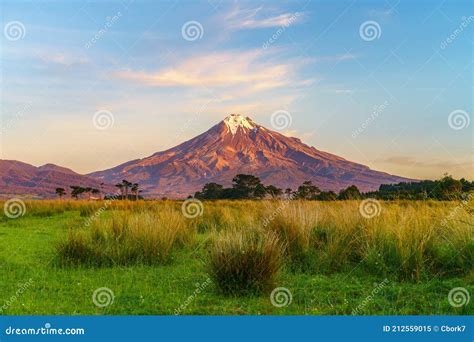 Sunset At Cone Volcano Mount Taranaki New Zealand Stock Image Image