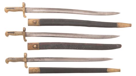 Three Civil War Era Sword Bayonets With Scabbards Rock Island Auction