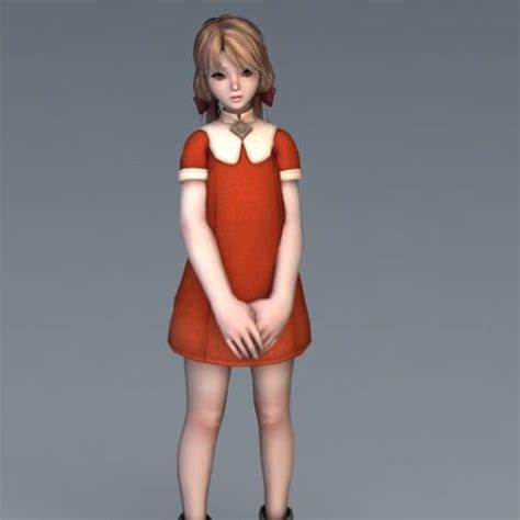 School Girl Uniform Character Free 3d Model Dae Max 1