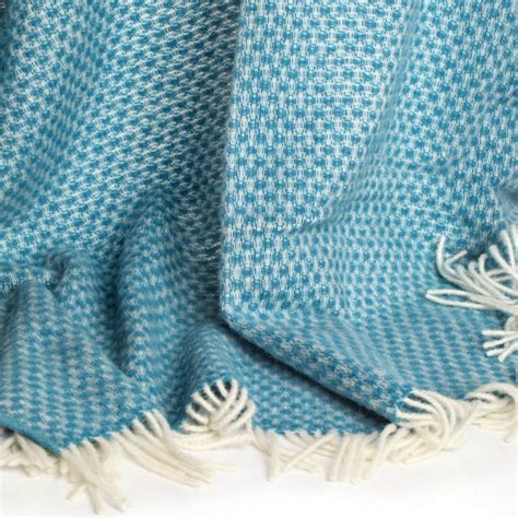 Turquoise Wool Throw By Dreamwool Blanket Co